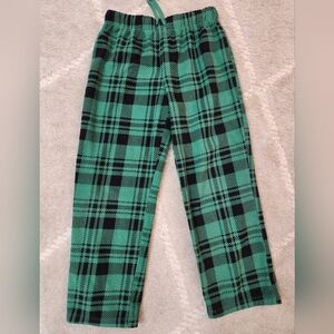 Green and Black Plaid Kids Pajama Pants Size 8 Holiday Time Polyester Fleece
